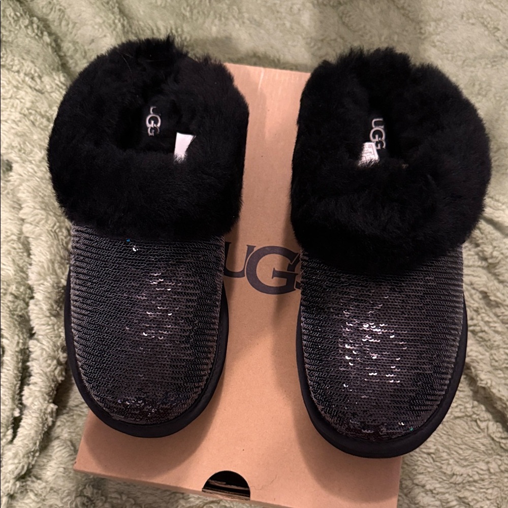 UGG Black Sequin Cozy Slippers